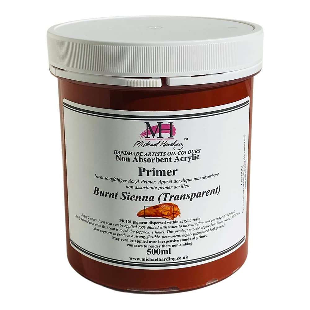 Michael Harding, Non-Absorbent Acrylic Primer, Burnt Sienna (Transparent), 500ml, NAAPBST5 - Michael Harding art supplies product photo