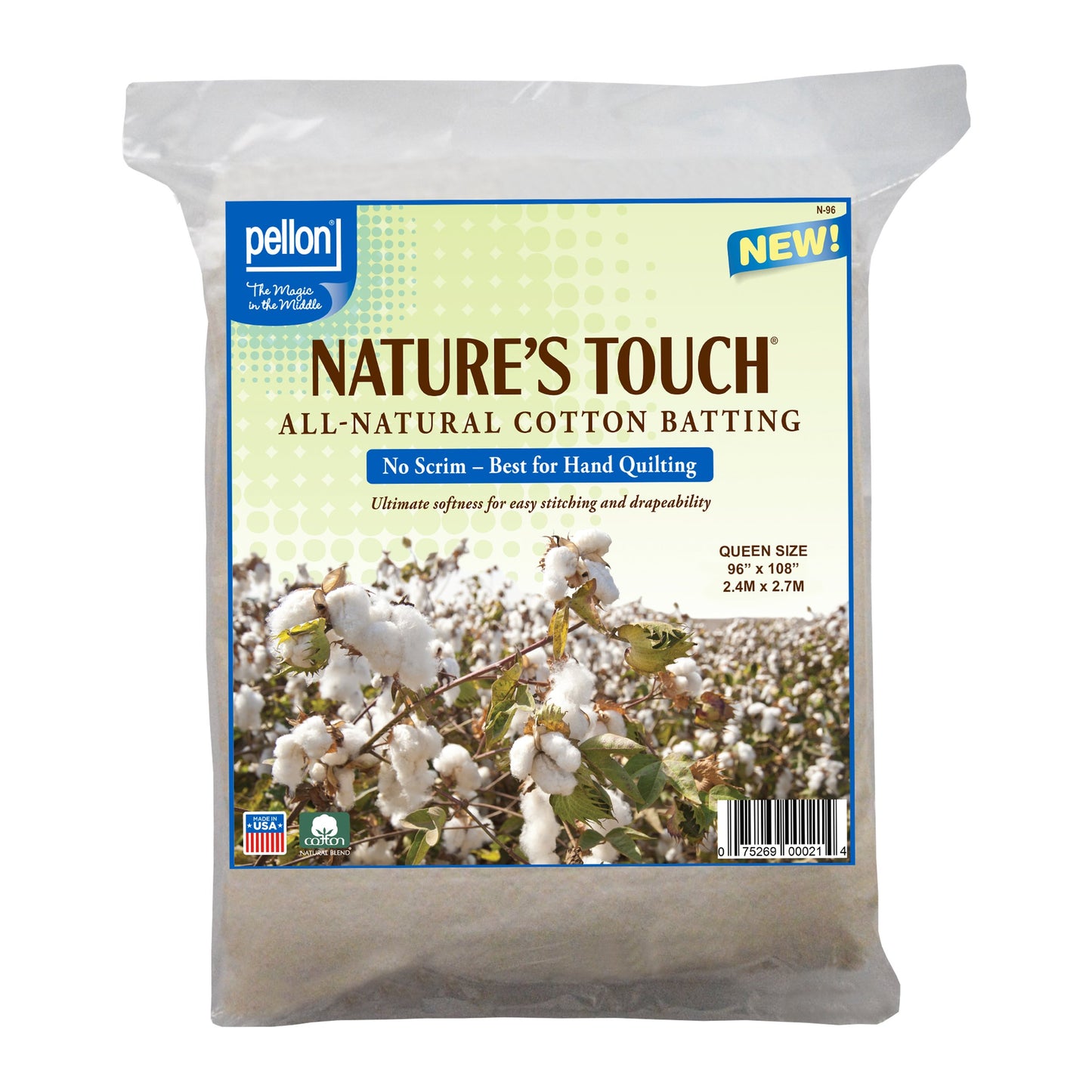 Pellon Natural Cotton Batting Queen 96x108