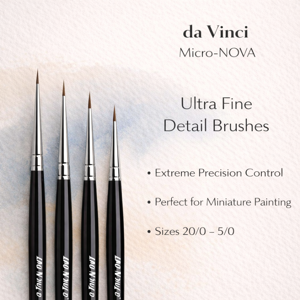 da Vinci Micro-NOVA 4 Brush Set 4275 for Modelling & Miniature Painting: one Piece Each: Series 170 Sizes 20/0, 10/0 & 175 Sizes 15/0, 5/0 - da Vinci art supplies product photo