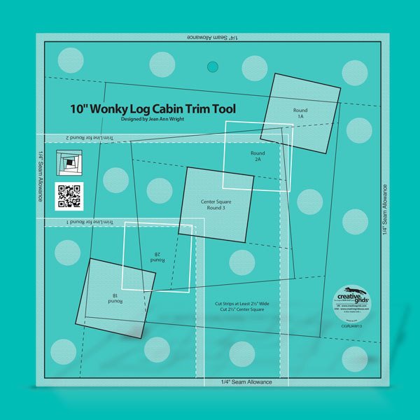 Creative Grids 10in Wonky Log Cabin Trim Tool Quilt Ruler - CGRJAW13