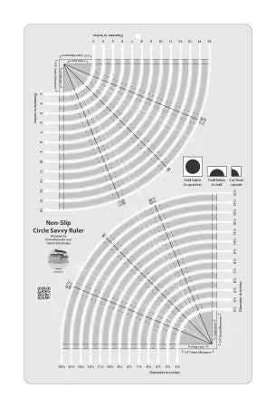 Creative Grids Circle Savvy 11-3/4 x 18-1/2 inch acrylic quilt ruler CGRSAV1 for cutting circles and arcs with non-slip grip

