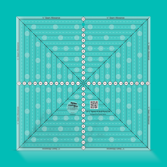 Creative Grids 12-1/2in Square It Up or Fussy Cut Square Quilting Ruler - CGRSQ12