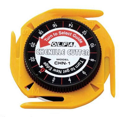 OLFA Chenille Cutter CHN-1 yellow rotary chenille fabric cutter with adjustable guide and tungsten carbide blade

