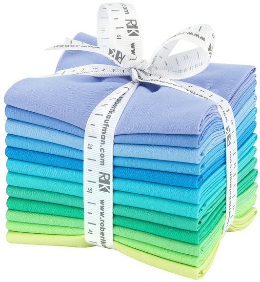 Kona Cotton Solids Mermaid Shores Fat Quarter Bundle – 12pc Quilting Cotton, 3 Yards Total
