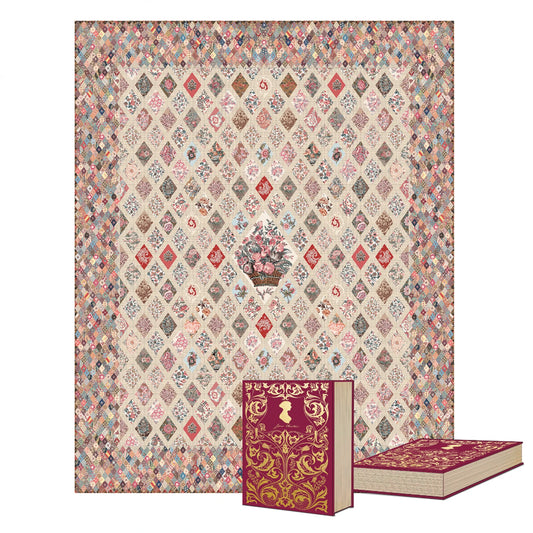 Riley Blake Jane Austen At Home boxed quilt kit KT-17450 with keepsake box and 100% cotton fabric for an 80 x 100 inch medallion quilt
