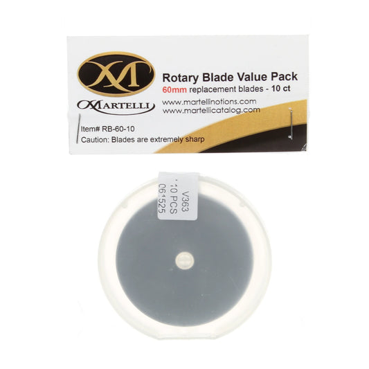 Martelli 60mm Rotary Blade Replacement Pack with 10 high-grade metal blades for Martelli rotary cutters
