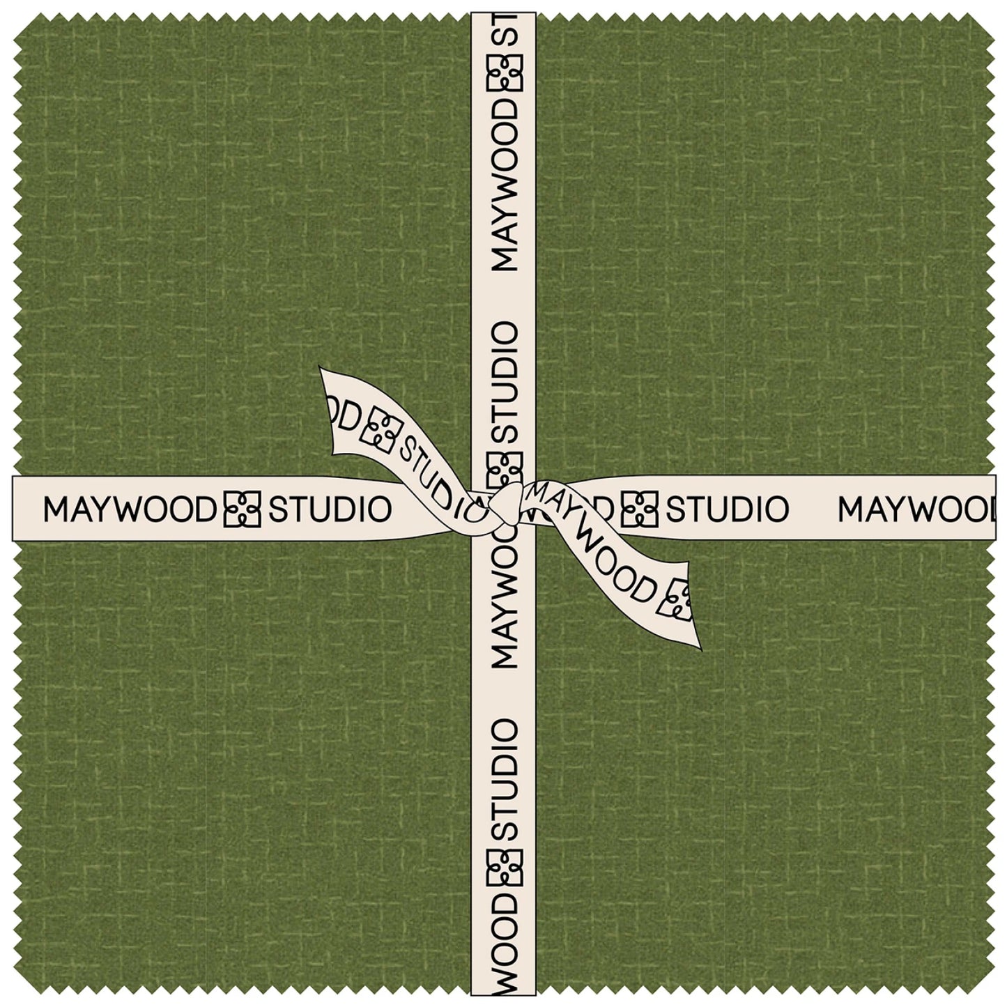 Maywood Studio Woolies Flannel Holiday Warmth bundle of precut green flannel squares for quilting, patchwork, and cozy sewing projects.

