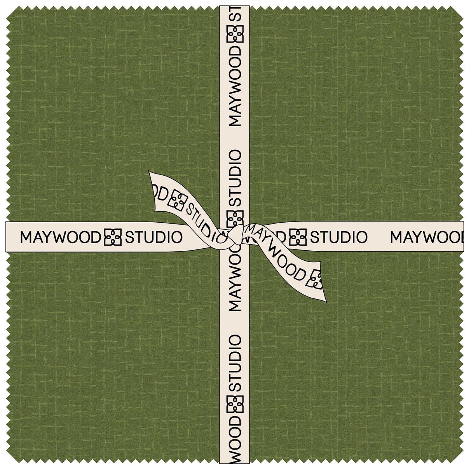 Maywood Studio Woolies Flannel Holiday Warmth bundle of precut green flannel squares for quilting, patchwork, and cozy sewing projects.

