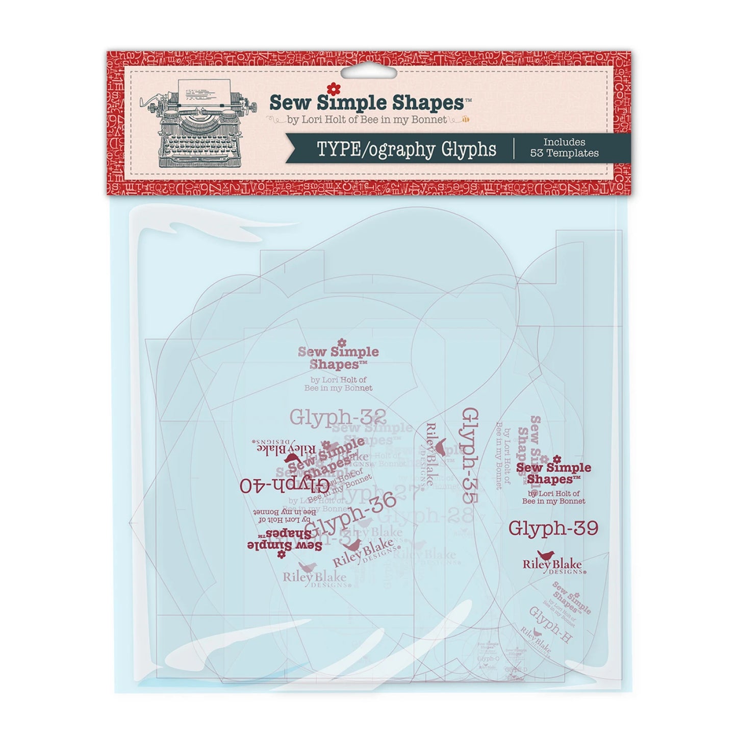Lori Holt TYPE/ography Glyphs Sew Simple Shapes STT-45616 set of 53 clear applique glyph templates for symbols and punctuation

