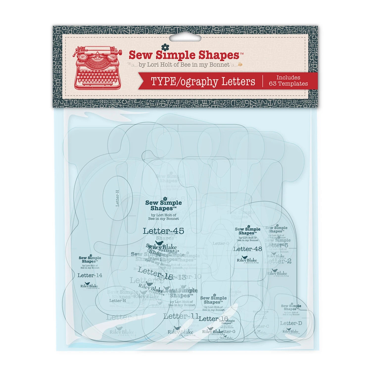 Lori Holt TYPE/ography Letters Sew Simple Shapes STT-45617 set of 63 clear alphabet applique templates

