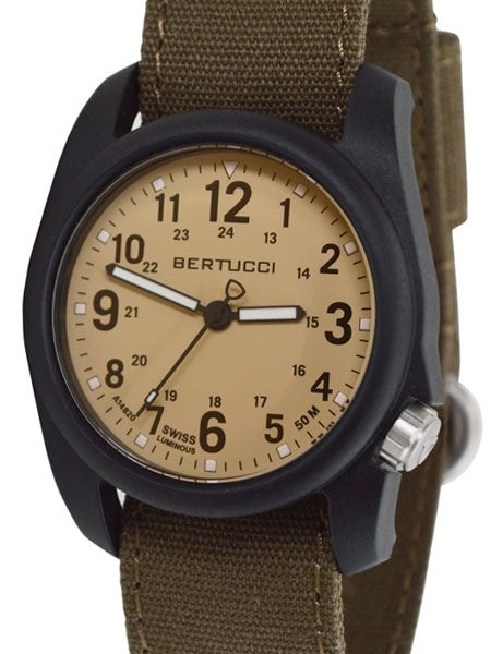 Bertucci DX3 Field Watch 11091 patrol khaki dial bark comfort canvas band