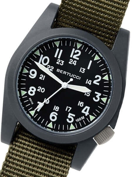 Bertucci A-3P Sportsman 13351 black dial defender olive nylon band