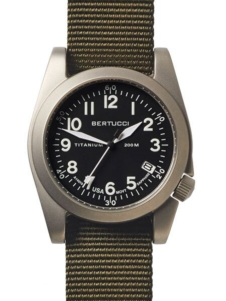 Bertucci A-11T Americana 13331 men's field watch black dial olive nylon band