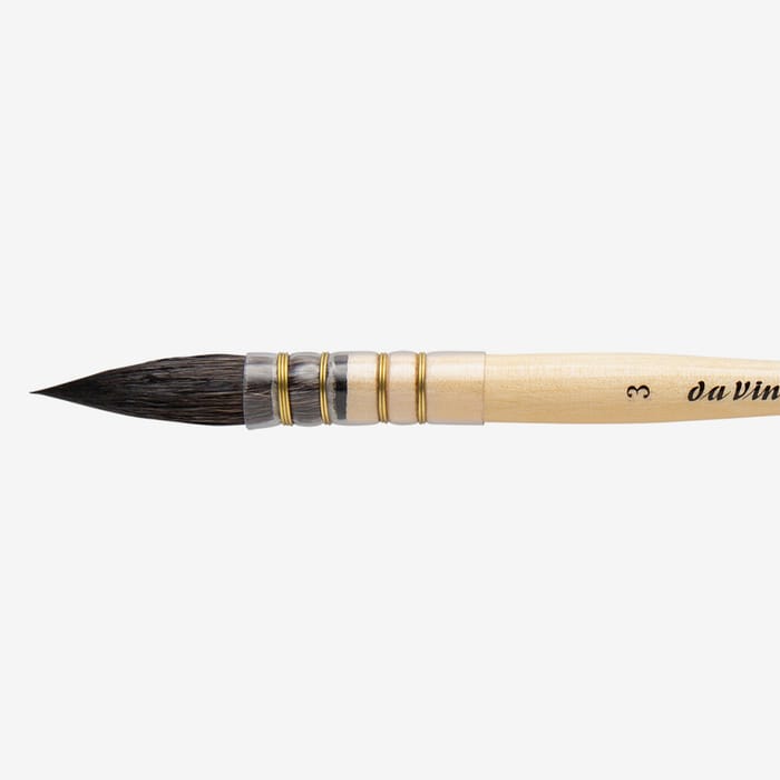 da Vinci Watercolor Series 418 Petit Gris Pur Paint Brush, Wash/Mop Pure Russian Blue Squirrel, Size 3 (418-03)