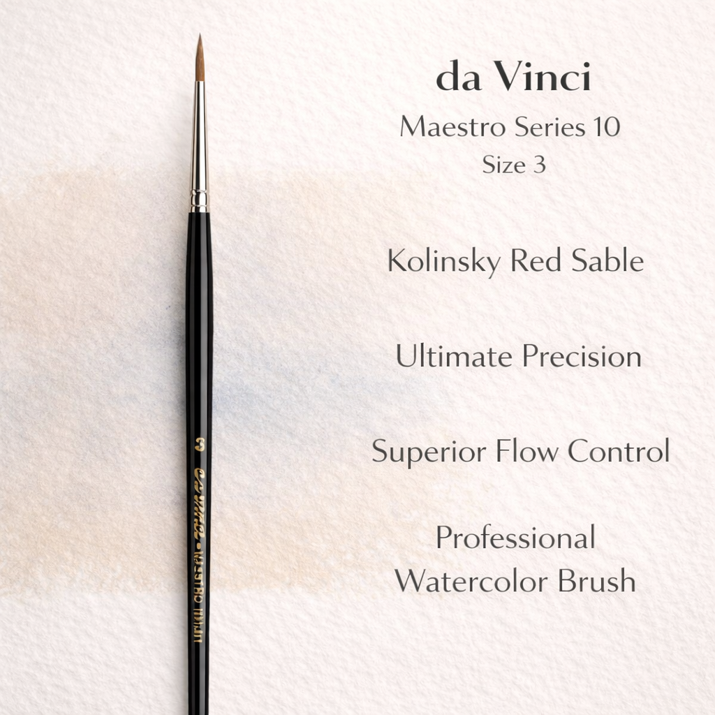 da Vinci Watercolor Series 10 Maestro Paint Brush, Round Kolinsky Red Sable, Size 3